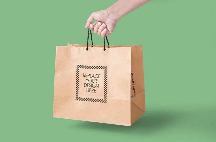 产品包装纸袋logo贴图psd样机购物袋手提袋vi形象设计素材模板